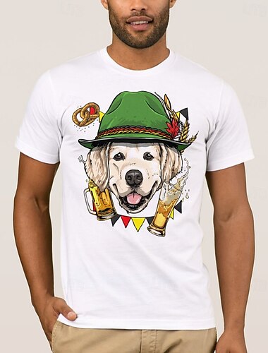  Oktoberfest Hund Golden Retriever T-Shirt Bayerisch München Deutsch Grafik Für Damen Erwachsene Karneval Oktoberfestbier Heißprägen Party Alltagstauglich