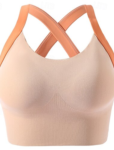 Damen Yoga-BH Sport-BH Pilates-BH BH-Top Push-Up Hosen nahtlos Antivibration Bürgellos Farbblock Sport Sportkleidung Schwarz Violett Fitnessstudio Zumba Laufen