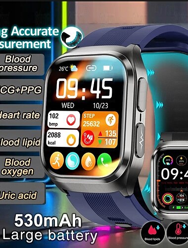  Pompa ad aria tipo airbag, test della pressione sanguigna accurato, elettrocardiogramma ECG, monitoraggio della temperatura, contapassi, compatibile con Bluetooth, chiamata con Android e iOS, donne e