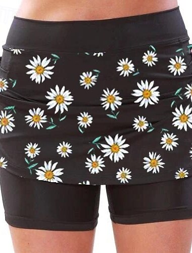  Damen Weites Bein Stoffhosen Skort Streetwear Lässig Kurz Natürliche Taille Blume Elastischer Bund Drucken Bequem Außenbereich Urlaub Ausgehen Schwarzgrau Schwarz Blau Herbst Normale Passform