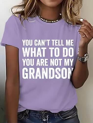  Damen T Shirt Grafik Buchstabe Vintage Stilvoll Klassisch Kurzarm Rundhalsausschnitt Rundhals Normale Oberteile Täglich Wochenende Druck Schwarz Weiß Rosa Blau Purpur Sommer Frühling