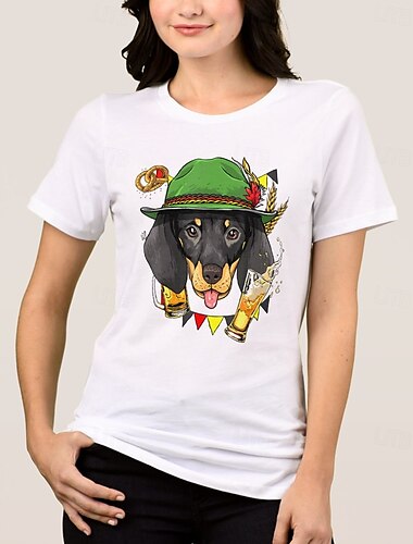  Oktoberfest Hund Dackel T-Shirt Bayerisch München Deutsch Grafik Für Damen Erwachsene Karneval Oktoberfestbier Heißprägen Party Alltagstauglich