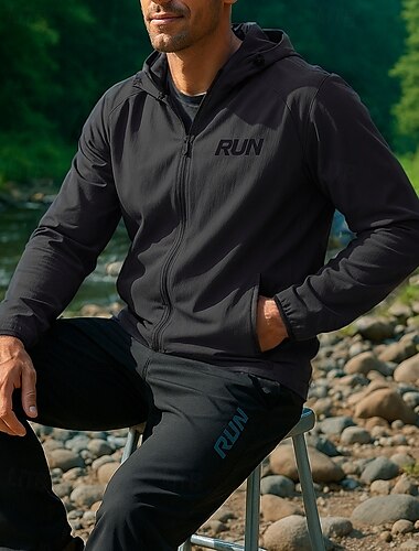  Herren Outdoorjacke Wanderjacke Sportjacke Außen Wasserdicht Winddicht Schnelltrocknend Leicht Wanderoutfits Wanderbekleidung Frühling Herbst Jacke Tennis Golfspiel Laufen Einfarbig Schwarz Armeegrün