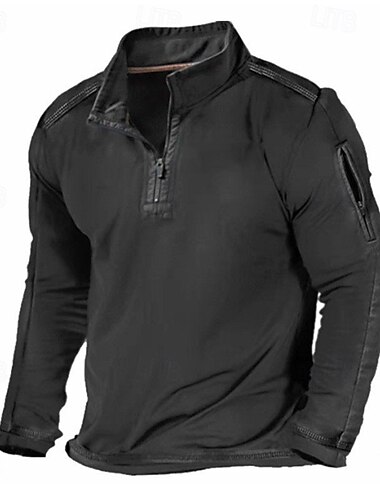  Herren Sweatshirt Viertelreißverschluss Sweatshirt Schwarz Weiß Marineblau Khaki Stehkragen Einfach Viertel Postleitzahl Sport & Outdoor Täglich Ferien Polyester Streetwear Basic Lässig Frühling