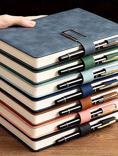  caderno de escritório comercial couro de ovelha pu caderno a5 diário de estudante caderno de couro macio com toque de pele