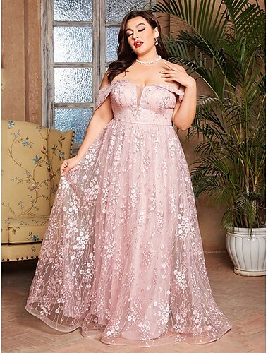  A-Linie Abendkleid Elegant Kleid Formell Hochzeit Bodenlang Ärmellos Schulterfrei Spitze Rückenfrei mit Stickerei 2025