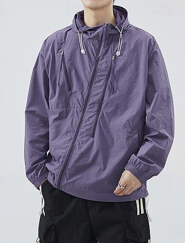  Hombre Chaqueta para correr Chaqueta para exteriores Full Zip Manga Larga Abrigos Deportivo Protección Solar Transpirable Secado rápido Ligero Tenis Golf Corriendo Ropa de deporte Ropa de Deporte
