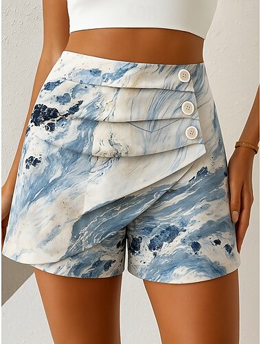  Femmes Chinos Shorts Élégant Vacances ancien Court Taille haute Graphique Abstrait Superposé Micro-Élastique Extérieur Rue Quotidien Doré Noir Bleu Été Printemps