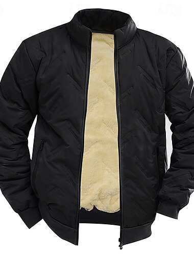  Herren Wattierte Steppjacke Winterjacken Wanderfleecejacke Winter Draussen Thermik Winddicht Fleecejacken Schwarz Grau