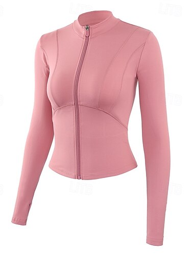  Damen Pilatesjacke Flacher Ausschnitt Leichte Kleidung Atmungsaktiv schweißabsorbierend Reißverschluss Langarm Sport Einfarbig Oberteil Für Pilates Fitnessstudio Zumba Enge Passform Sportkleidung