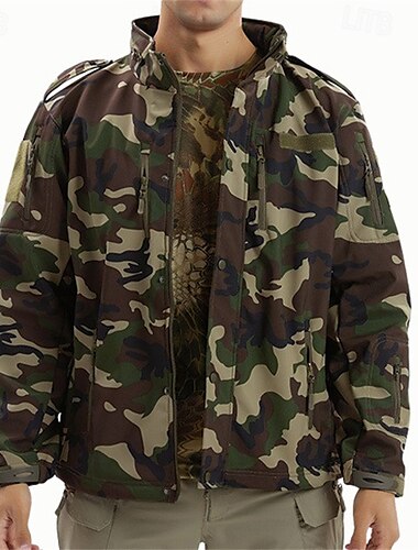  Herren Wanderjacke Wintermantel Wanderfleecejacke Winter Draussen Thermik Winddicht Winter Fleecejacke Schwarz Gelb Armeegrün Tarnung