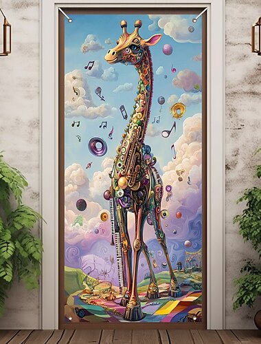  Söta Djur Dörrdekorationer Dörröverdrag Dörr Tapestry Dörrgardinsdekoration Bakgrund Inomhus/Ute Dörrbanner för Främre Dörr Gårdshus