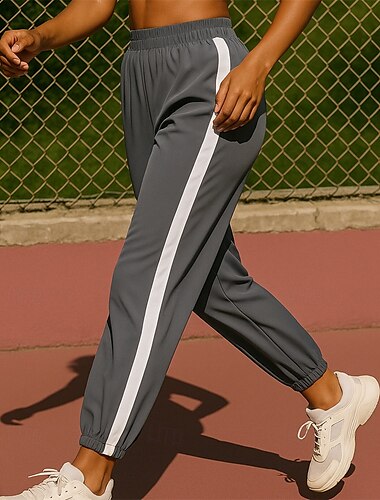  Damen Laufhosen Outdoorhosen Elastischer Bund Hosen Sport & Outdoor Lässig Sonnenschutz Leicht Atmungsaktiv Laufen Normale Passform Sportbekleidung Sportkleidung Farbblock Braun Beige Grau