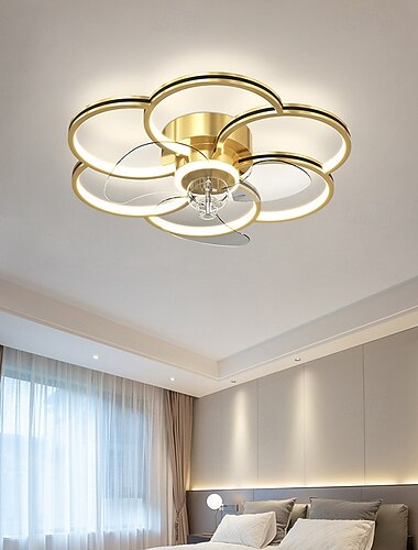  Deckenventilator mit Beleuchtung, dimmbare LED-Deckenleuchte im Blumenstil für Schlafzimmer mit Fernbedienung, modernes, leises Deckenventilatorlicht für Wohnzimmer mit Timer