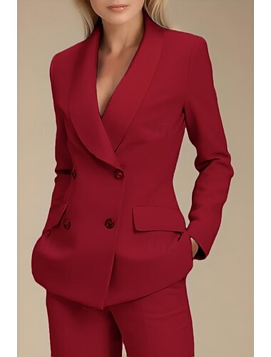  blau-schwarzer zweiteiliger Hosenanzug für die Mutter der Braut, Blazer-Set, elegantes Revers, bodenlanges Stretchgewebe, lange Ärmel mit Knöpfen, einfarbig 2025