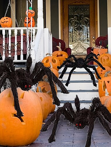  3 τεμάχια γιγάντιες ψεύτικες αράχνες για το Halloween - τρομακτικές &τριχωτό, ιδανικό για διακοσμήσεις εσωτερικών/εξωτερικών χώρων και πάρτι αυλής &διακοσμητικά στοιχεία δωματίου