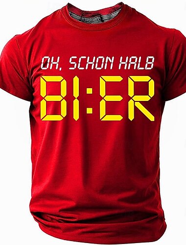  オクトーバーフェスト 男性用 おかしい ビール Tシャツ 半袖 Tシャツ 3Dプリント クルーネック ラウンドネック シャツ ファッション 誇張された 日常 パーティー ストリート カジュアル ブラック ルビーレッド ブルー 夏 春 衣類 S M L XL XXL XXXL