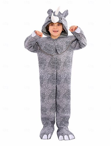  Märchen Tier Nashorn Kigurumi-Pyjamas Onesies Cosplay Jungen Mädchen Kinder Leistung Pädagogisches Ankleiden Verkleidung für Schulveranstaltungen Halloween Karneval Welttag des Buches Einfaches