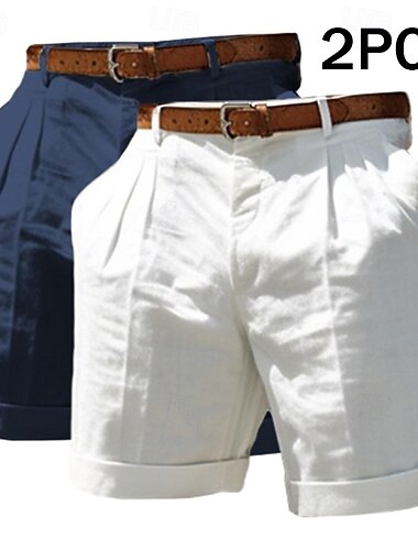  Voor heren Korte broek Linnen korte broek Geklede korte broek Zomer korte broeken Strandshorts Zak Elastische taille Recht been Effen Comfort Ademend Knielengte liiketoiminta Casual Dagelijks Modieus