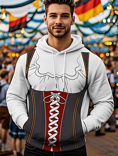  Cerveza Oktoberfest Sudadera Estampado Bolsillo delantero Gráfico Para Hombre Adulto Carnaval Cerveza Oktoberfest Impresión 3D Vacaciones Fiesta