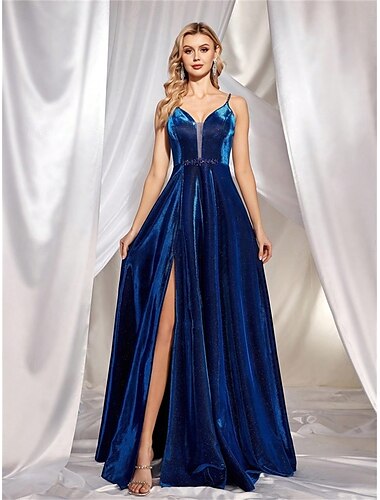  A-Linje Quinceanera Kjoler Elegant Kjole Formell Bryllup Gulvlengde Ermeløs Spaghetti Stropper Sateng Med Plisseringer