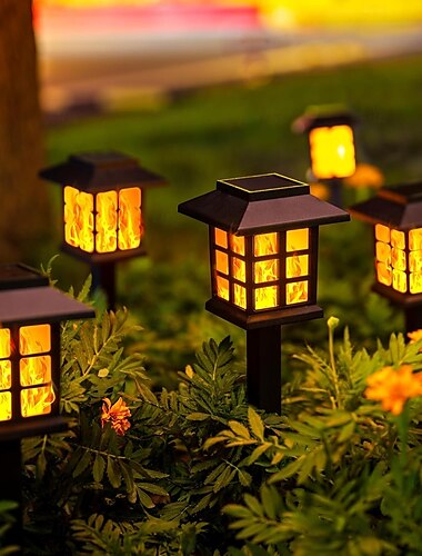  6 luci decorative da esterno solari impermeabili per piccole case, con attacco a terra, per cortile, giardino, sentiero, prato, terrazza, Halloween, Natale, festival, luci decorative da giardino