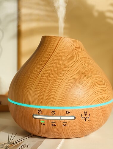  Aromatherapie-Diffusor mit großer Kapazität und Holzmaserung, kompatibel mit ätherischen Ölen, Timer, automatische Abschaltung, Schallwellentechnologie, Nebel, Stromversorgung über USB – ideal für