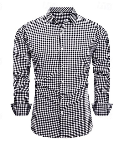  Men's Shirt Summer Shirt Casual Shirt Beach Shirt Button Up Shirt Black Yellow Red Green Dark Blue Long Sleeve Plaid Lapel Vacation Hawaiian Clothing Apparel Polyester Fashion Casual Comfortable