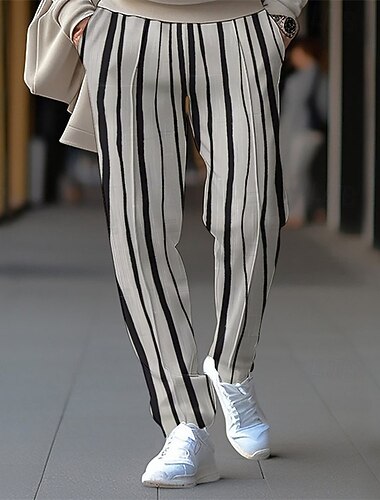 Per uomo Pantaloni sportivi Pantaloni da tuta Pantaloni Tasca Coulisse Elastico in vita A righe Comodità Sport all'Aperto Quotidiano Moda Casual Nero / Bianco Nero Micro-elastico
