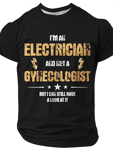  Pánské vtipné tričko elektrikáře - 'Nejsem gynekolog ale mohu se podívat' Pracovní humor grafické tričko