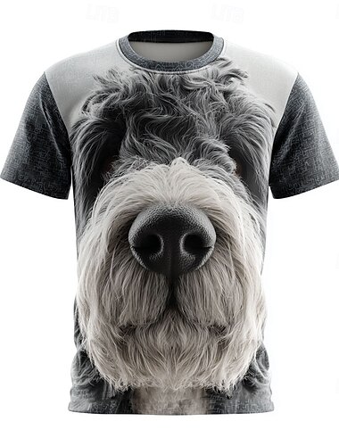  Herren Hund 3D Zeichentrick T Shirt Kurzarm T-Shirt 3D-Druck Rundhalsausschnitt Hemd Übertrieben Designer Party Straße Lässig Schwarz Braun Grau Sommer Frühling Ganzjahres Bekleidung S M L XL XXL XXXL