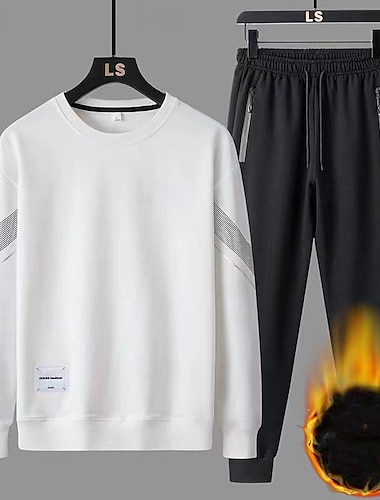  Męskie Dres Spodnie dresowe Athleisure Jesień Długi rękaw Odporność na wiatr Siłownia Trening Sportowy Odzież sportowa Odzież sportowa Czarny Biały Niebieski