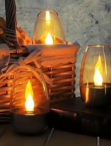  6 velas solares de acero inoxidable sin llama para fiestas de cumpleaños, Navidad, bodas, vacaciones, hogar, jardín, interior y exterior, decoración impermeable.