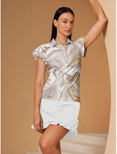  Femmes T-shirt POLO Kaki Manche Courte Top Vêtements de golf pour femmes, tenues, vêtements