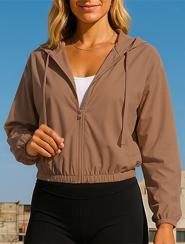  Damen Laufjacke Outdoorjacke Vollreißverschluss Langarm Oberbekleidung Sportlich Sonnenschutz Leicht Atmungsaktiv Tennis Golfspiel Laufen Sportbekleidung Sportkleidung Einfarbig Leicht Grün