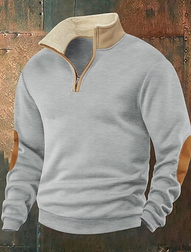  Per uomo Maglia Felpa con zip corta Nero Blu marino Cachi Grigio scuro Grigio Mezza zip Blocco di colori Sport & Outdoor Quotidiano Ferie Poliestere Streetwear Essenziale Casual Inverno Autunno