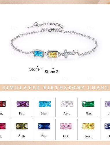  personalisiertes Geburtssteinarmband für Frauen, individuelles Schmuckgeschenk mit Geburtsmonatsstein, romantisches Geschenk für Mama, Ehefrau, Freundin, Muttertag, Geburtstag, Jahrestag