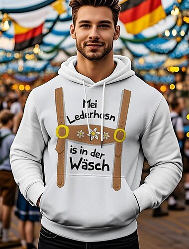  Cerveza Oktoberfest Sudadera Estampado Bolsillo delantero Gráfico Para Hombre Adulto Carnaval Cerveza Oktoberfest Estampado en caliente Vacaciones Fiesta