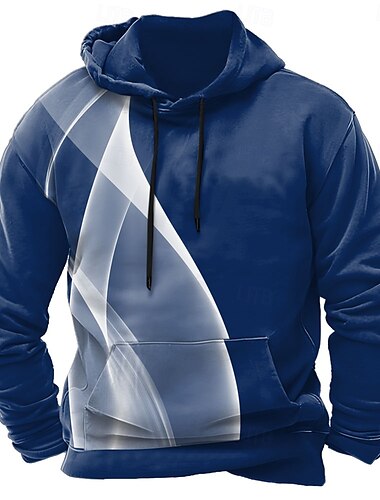  Herren Geometrisch Optische Täuschung Kapuzenshirts Pullover Kapuzensweatshirt Sweatshirt mit Kapuze Rundhalsausschnitt Lässig 3D-Druck Ferien Streetwear Schwarz Weiß Kordelzug Herbst Winter Designer