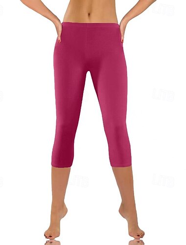  Per donna Pantaloni capri Leggings Streetwear Casual Lunghezza al polpaccio Naturale Semplice Elastico in vita Comodo All'aperto Confortevole All'aperto Vacanza Athleisure Vinaccia Nero Bianco Verde