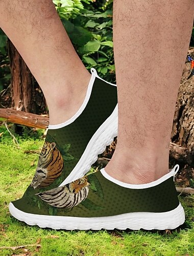  Herren Sneaker Druckschuhe Spaziergang Sportlich Lässig Täglich Unabhängigkeitstag Netz Bequem Atmungsaktiv Loafer Leicht Grün Dunkelgrün Sommer Frühling Herbst