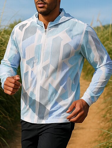  Hombre La chaqueta con capucha Chaqueta para correr Chaqueta para exteriores Full Zip Manga Larga Abrigos Deportivo Resistente al Viento Transpirable Secado rápido Ligero Tenis Golf Corriendo Ropa de