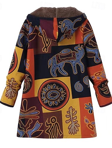  Damen Fleecejacke Mantel Kapuzenjacke Warm Bequem Reißverschluss Tasche Vintage Mode Lässig Tiermotiv Ausgehen Wochenende Reisverschluss Regulär Mit Kapuze Normale Passform Langarm Oberbekleidung