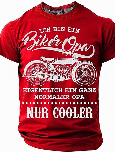  男性用 オートバイ ドイツ語 Tシャツ 半袖 Tシャツ 3Dプリント クルーネック シャツ ファッション 日常 ベーシック ストリート カジュアル 日常 ブラック ルビーレッド ブルー 夏 春 オールシーズン 衣類 S M L XL XXL XXXL