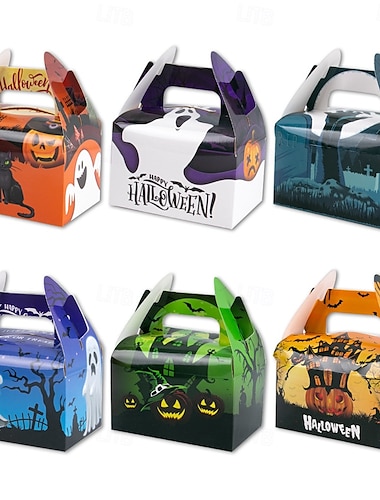  ハロウィーンの装飾シーンの小道具、手持ちの紙箱、キャンディーバッグ、スナック包装箱、パーティー用品