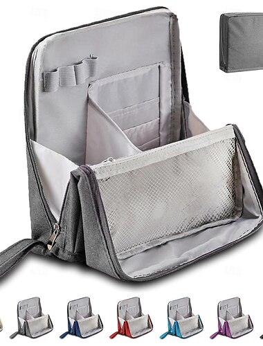  Trousse de maquillage sur pied, trousse de toilette étanche de grande capacité avec compartiments, organisateur de cosmétiques de voyage portable, porte-crayon multi-usages &trousse de rangement de