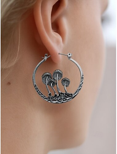  Vintage-Pilz-Creolen für Damen – Statement-Schmuck aus Legierung mit waldinspiriertem Design, ideal für Naturliebhaber, Festivals und Boho-Outfits