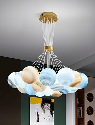  moderner Glaskugel-Mond-Kronleuchter für Kinder, Himmelslicht, Modo-Mond-Hängevorrichtung