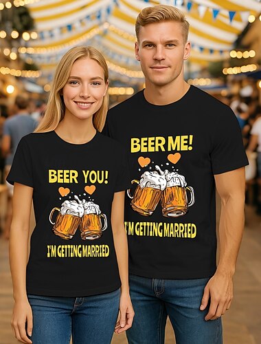  Октоберфест Пиво Как у футболки Футболка Lederhosen Match баварский Мюнхен Немецкий Графический Назначение Для пары Муж. Жен. Взрослые Карнавал Октоберфест Горячего тиснения Для вечеринок