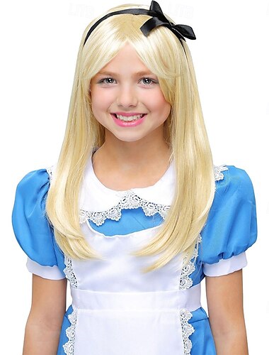  Alice's Abenteuer im Wunderland Kinder Deluxe Alice Perücke Cosplay Perücken Halloween Perücken